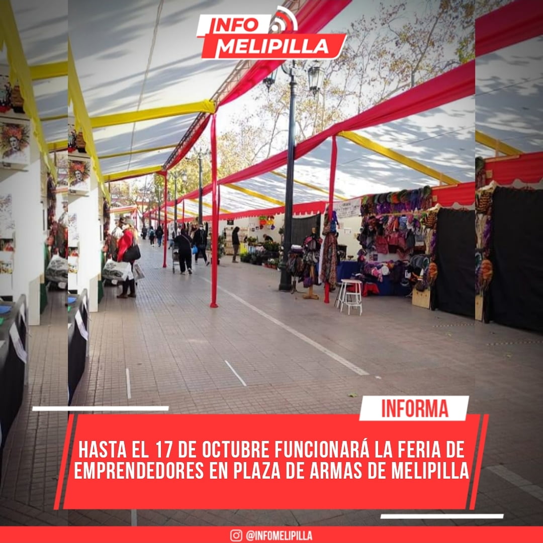 Hasta el 17 de octubre funcionará la Feria de Emprendedores en Plaza de Armas de Melipilla