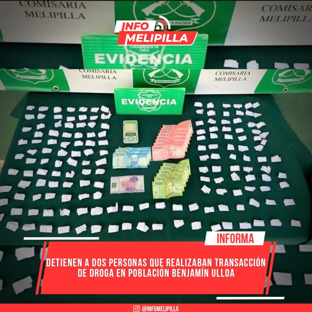 Detienen infraganti a dos personas que realizaban transacción de droga