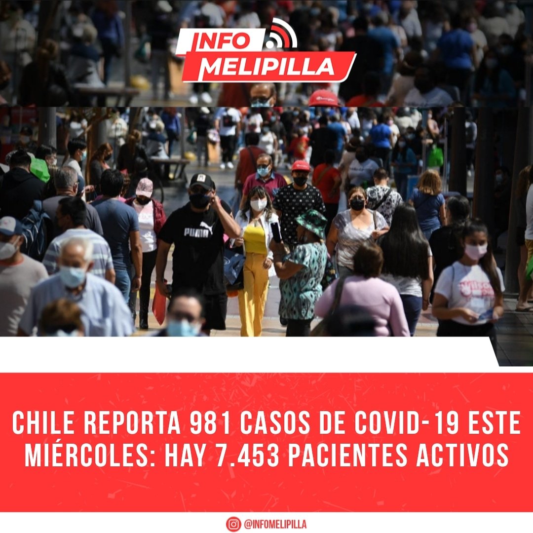 Chile reporta 981 casos de COVID-19 este miércoles: Hay 7.453 pacientes activos