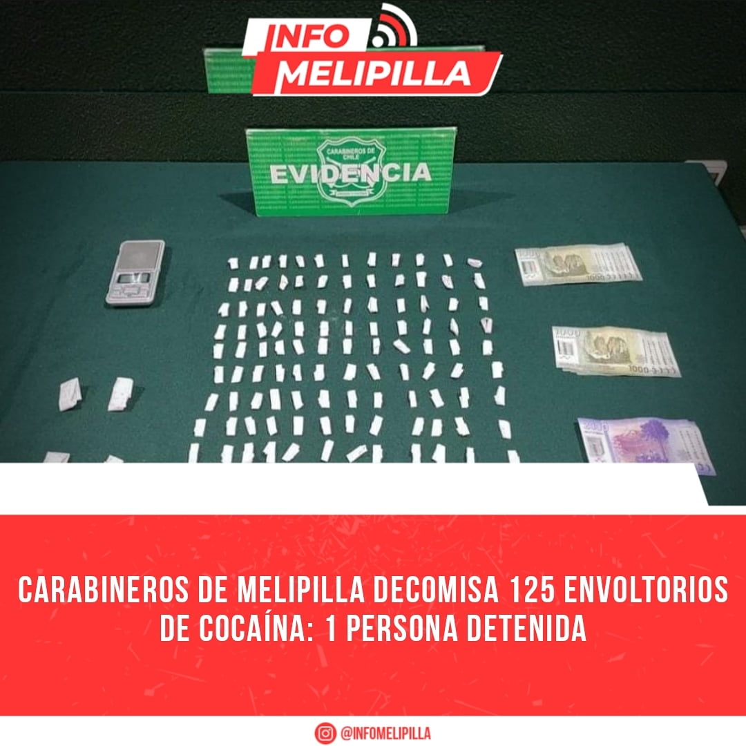 Carabineros decomisa 125 envoltorios de cocaína: 1 persona detenida