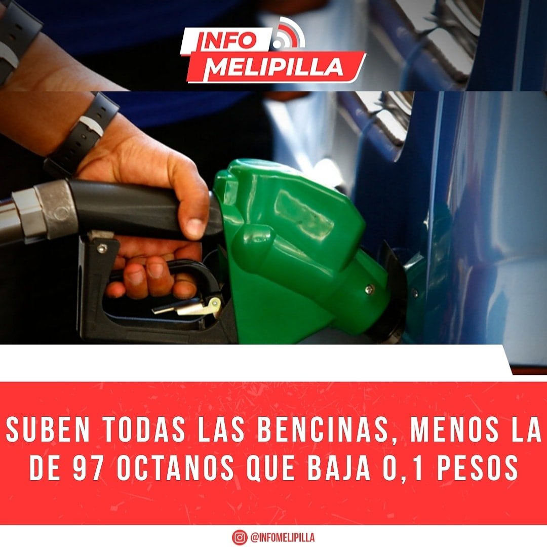 Suben todas las bencinas, menos la de 97 octanos que baja 0,1 pesos