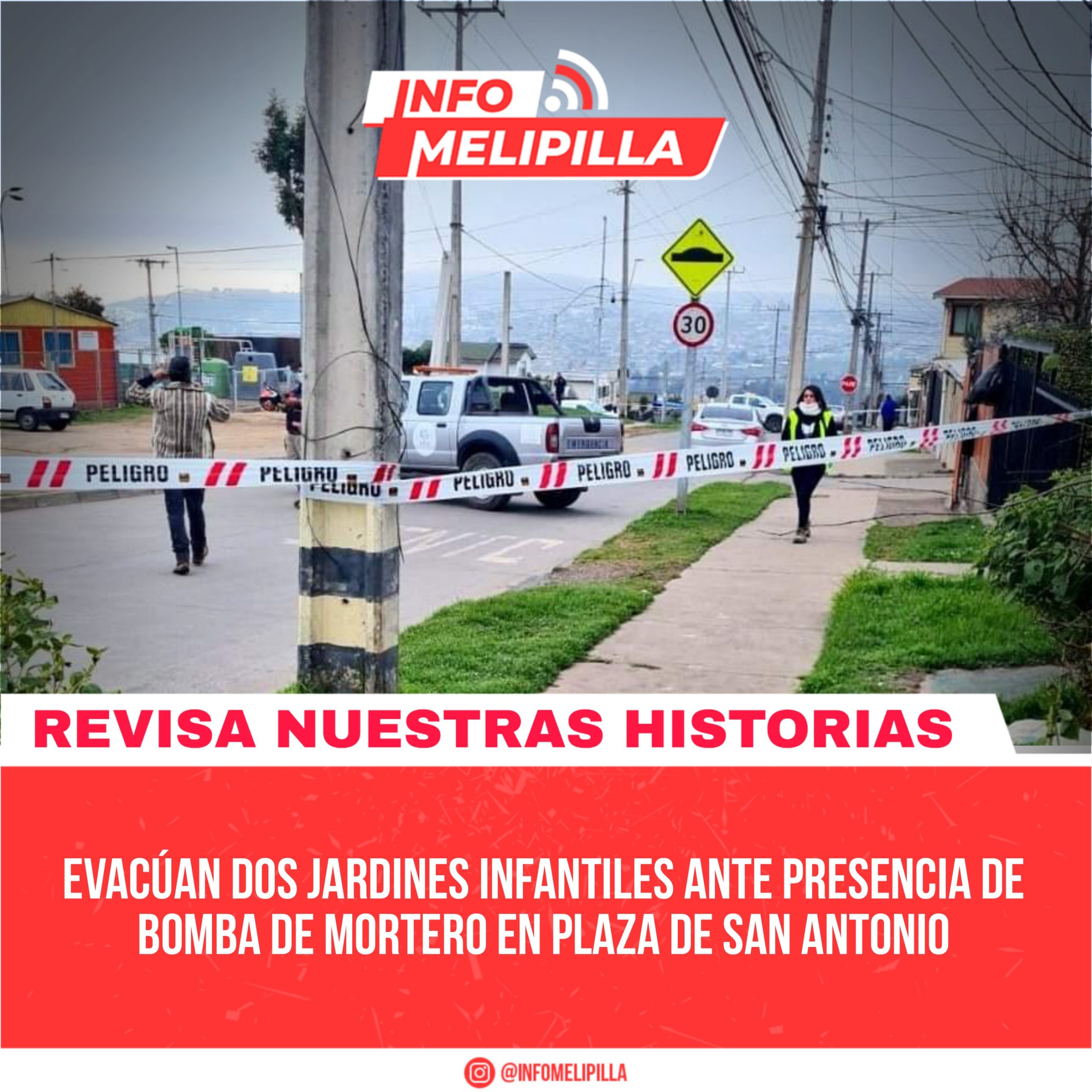 Evacúan dos jardines infantiles ante presencia de bomba de mortero en plaza de San Antonio