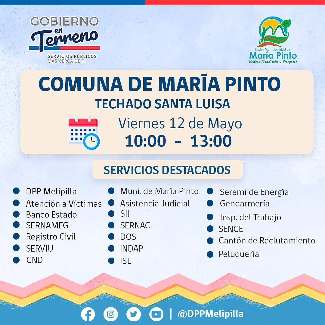 Gobierno en Terreno se traslada este viernes a localidad de Santa Luisa en María Pinto
